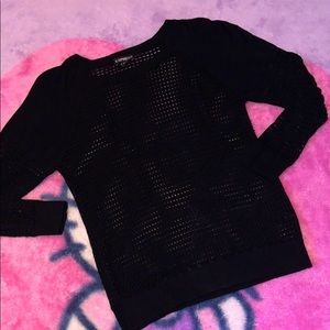 Express cutout mid sleeve black top